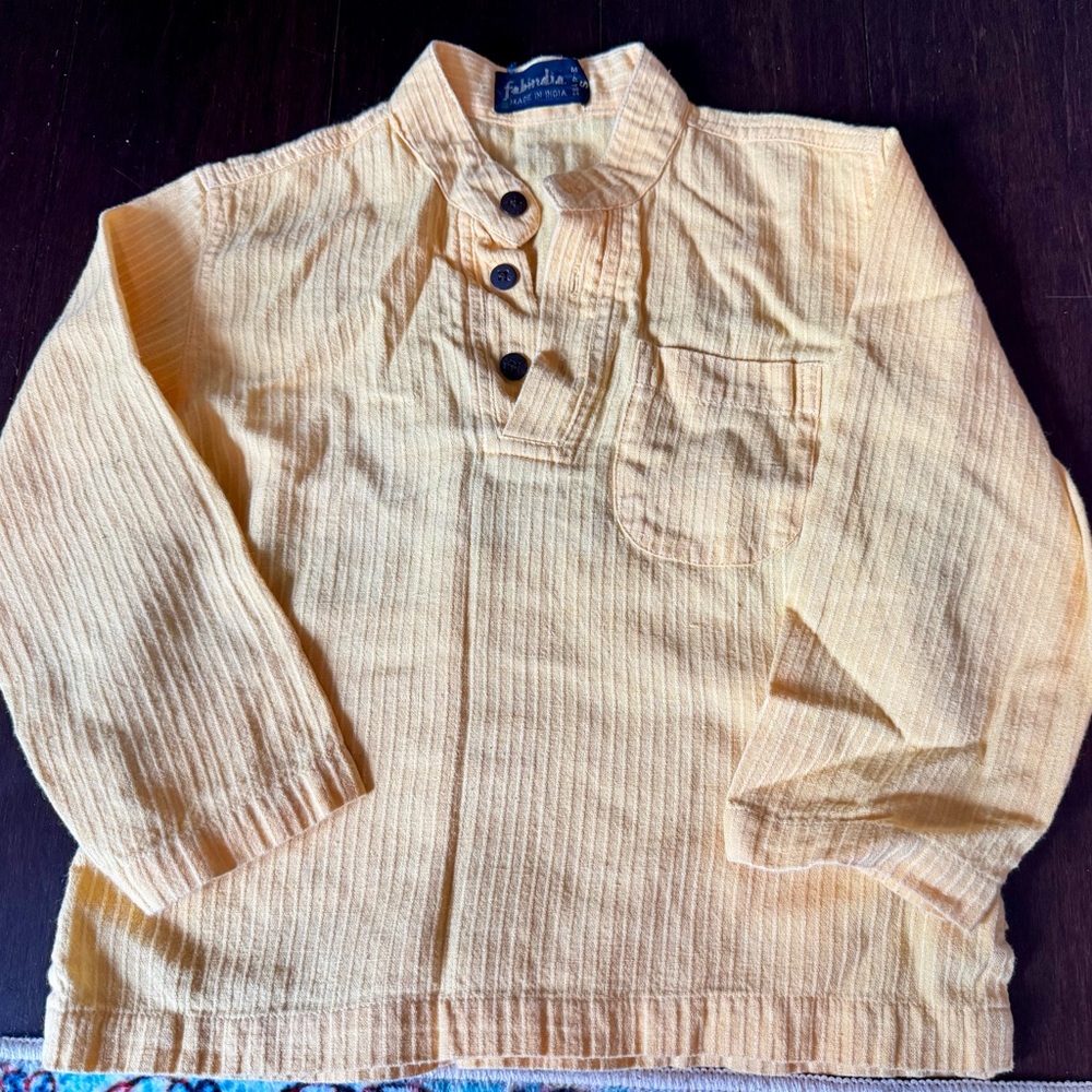 Fabindia Kids Yellow Button Down Kurta
